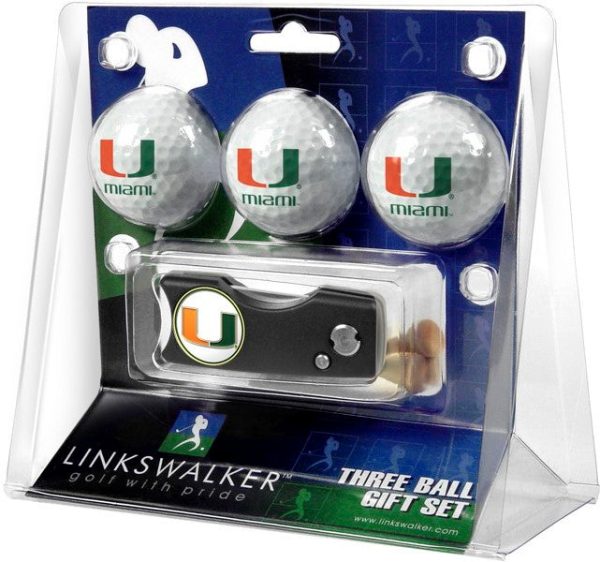 Miami Hurricanes Spring Action Divot Tool 3 Ball Gift Pack on Sale